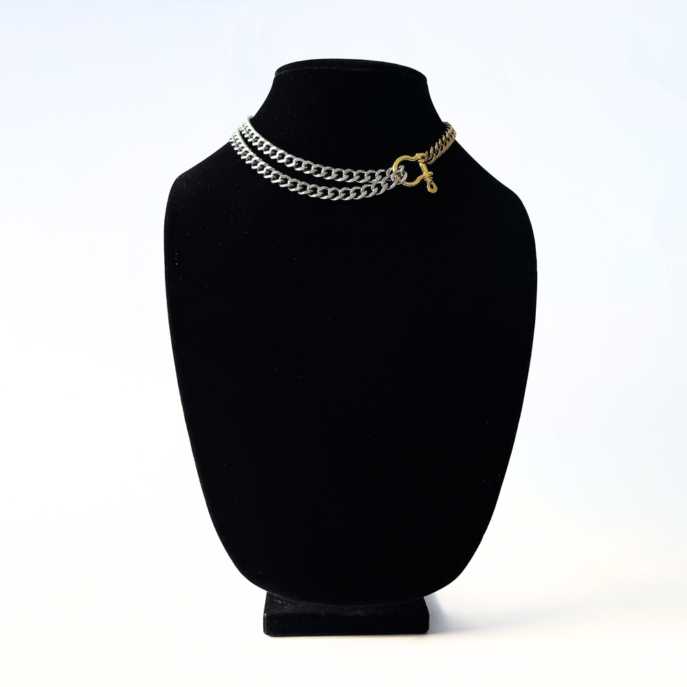 The-Junction-Link | Mixed Metal Steel Chain Link Necklace | The